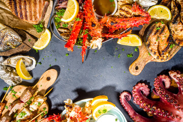 BBQ grilled fish and seafood