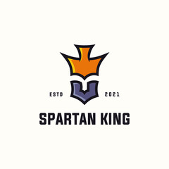 King of Sparta logo design inspiration, Spartan Helmet, ancient warrior vector. With a flat and clean logo style