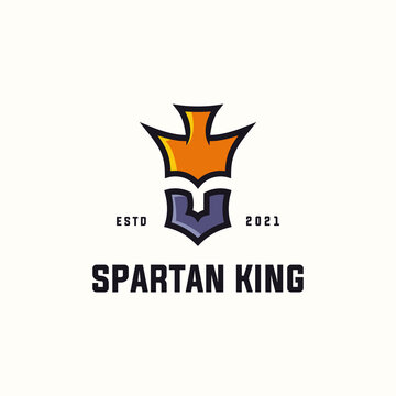 King of Sparta logo design inspiration, Spartan Helmet, ancient warrior vector. With a flat and clean logo style