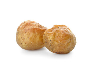 Tasty baked potato on white background