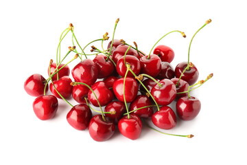 Fototapeta na wymiar Sweet cherries on white background