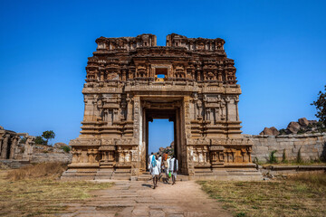 The view of ancient Achyutaraya Temple. Hampi, Karnataka, India