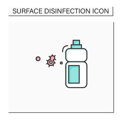 Sanitizer bottle color icon. Disinfectant liquid clean label mockup bottle line pictogram. Concept of disinfection, hygiene and covid infection pandemic precaution. Isolated vector illustration