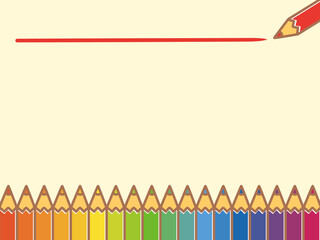 色鉛筆セットと赤鉛筆でライン_フラット