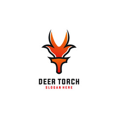 Deer Torch Logo Design Inspiration. fox torch. Flat and clean logo