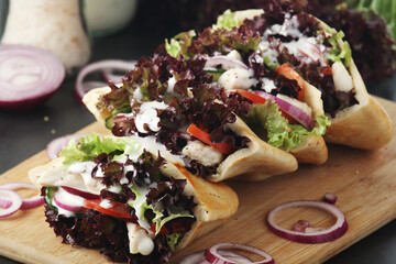 Pocket pitas with chicken salad