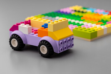 Close up of colorful toy constructor details