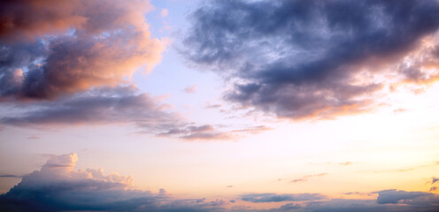Sunset sky background, Orange Sunset Sky. Beautiful Sky