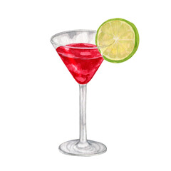 Watercolor fruit cocktails drink for summer party 