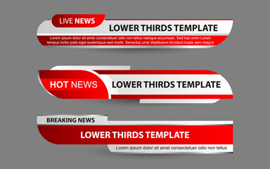 Set collection vector of Broadcast News Lower Thirds Template layout design banner for bar Headline news title, sport game in Television, Video and Media Channel