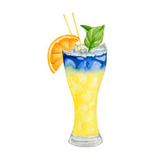 Watercolor fruit cocktails drink for summer party 
