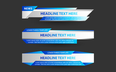 Set collection vector of Broadcast News Lower Thirds Template layout design banner for bar Headline news title, sport game in Television, Video and Media Channel