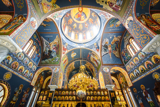 Beautiful Orthodox church interior stock photo