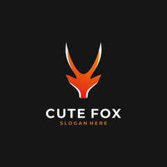 Cute Long Ears Fox Logo Design Inspiration. Flat and clean logo vector