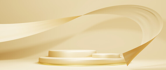 3D rendering of podium background. Mockup for show product. Blank scene showcase with empty round stage.