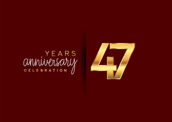 47th years anniversary celebration logotype with gold and elegant color isolated on red color. vector anniversary for celebration, invitation card, and greeting card.
