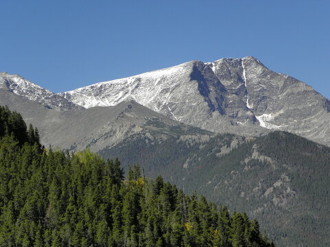 mount chiquita and forests on a sunny fall day in rocky mountain national park, near estes park,  colorado