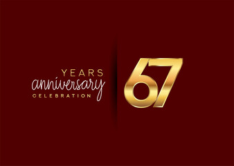 67th years anniversary celebration logotype with gold and elegant color isolated on red color. vector anniversary for celebration, invitation card, and greeting card.