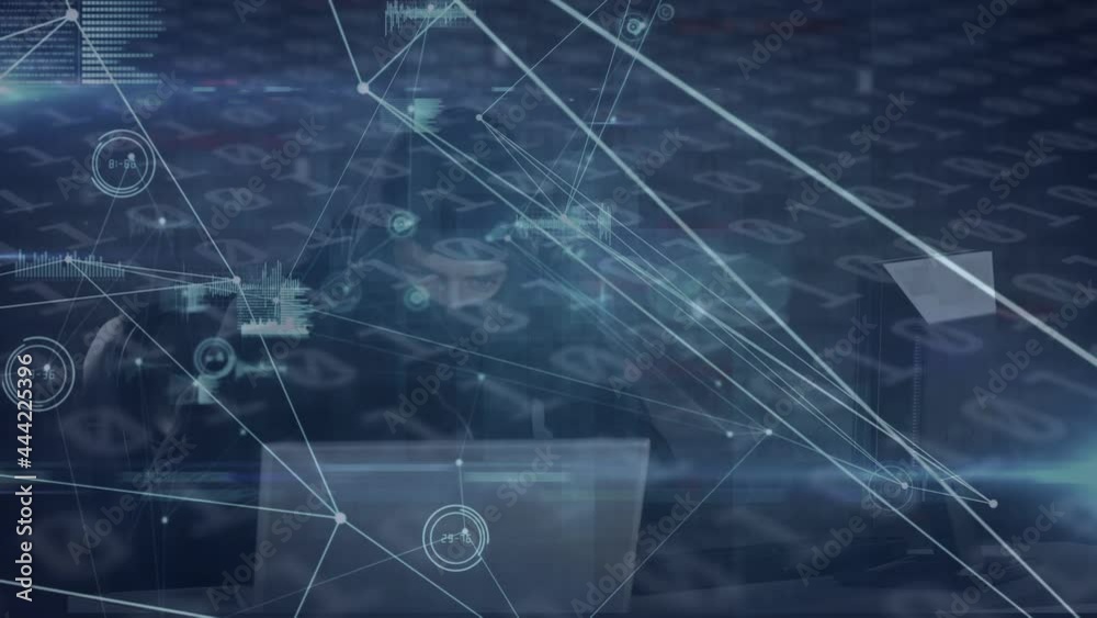 Poster animation of network of connections with binary coding numbers changing