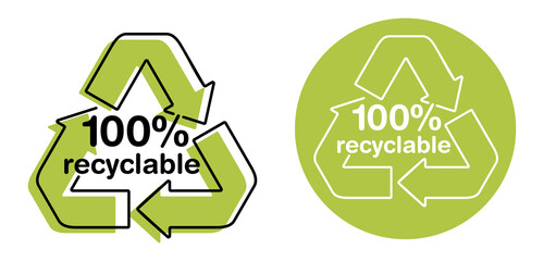 100 percents Recyclable stamp - biodegradable