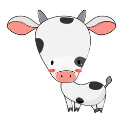 Cute little farm cow character. Vector illustration.
