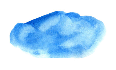 Blue splash watercolor cloud backgrund isolated on white