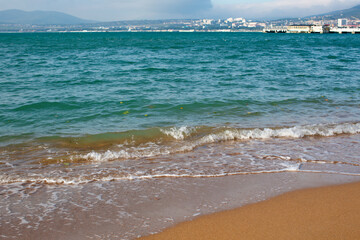 Azure sea and yellow sand on the beach
