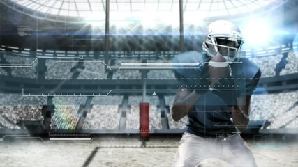 Animation of digital interface with data processing over rugby players