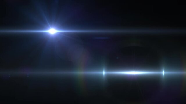 Animation of two blue glowing lights over black background