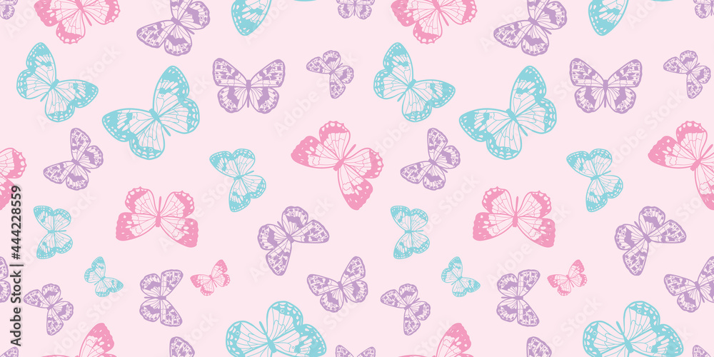 Poster Butterfly seamless repeat pattern background