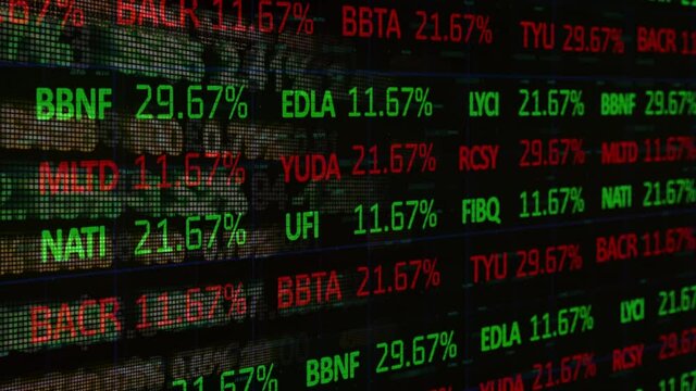 Animation of stock exchange and financial data processing