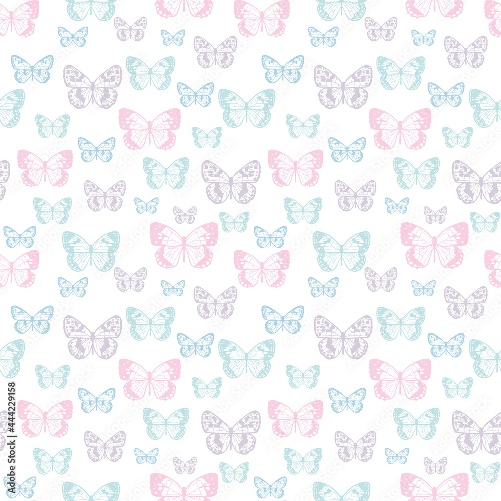 Aufkleber Butterfly seamless repeat pattern background