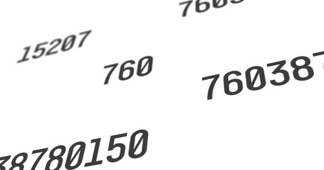 Fototapeta premium Sets of random numbers with a black font color projected on a white screen background