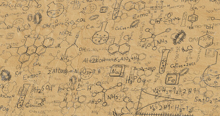 Image of black structural formulae of chemical compounds on paper