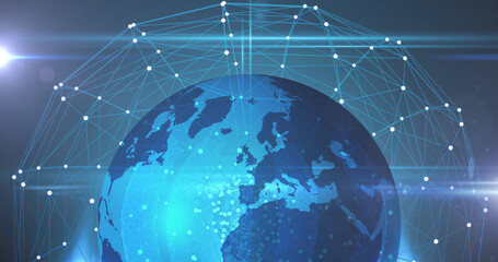 Image of digital network of connections with globe