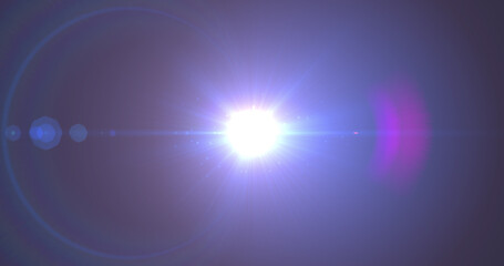 Bright blue spot of light glowing against blue background