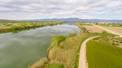 Fototapeta na wymiar aerial views of the ebro river