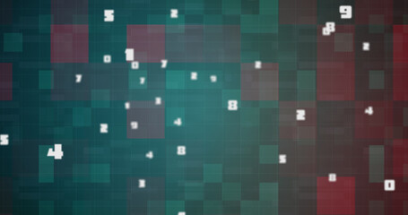 Multiple white numbers growing changing image.