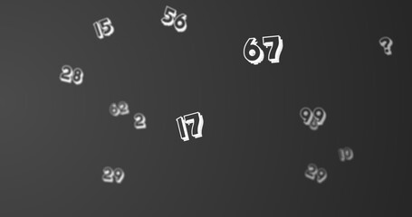 Random numbers, figures, and symbols move towards the left in a vast and empty space