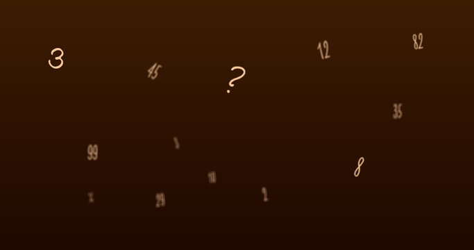 Random numbers, figures, and symbols floating upwards in a vast empty space