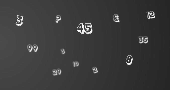 Random numbers, figures, and symbols move towards the left in a vast and empty space