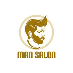 man barbershop logo, silhouette of handsome male face vector illustrations