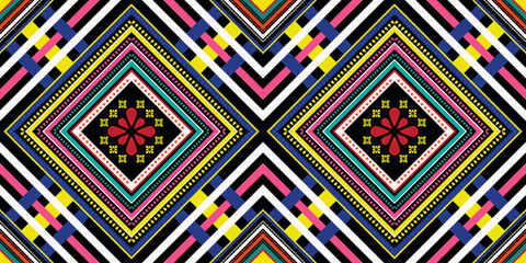 Geometric ethnic pattern vector background. seamless pattern traditional, Design for background, wallpaper, Batik, fabric, carpet, clothing, wrapping, and textile.colorful ethnic pattern illustration.