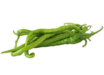 Green sweet pepper isolated on white background. Sweet pepper Clipping Path.