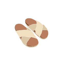 Woman shoes. Flat trendy summer sandals. Set of Abstract feminine vector illustrations. Summer girly trendy simple icons. Good for instagram post, business advertisement, flyer design.