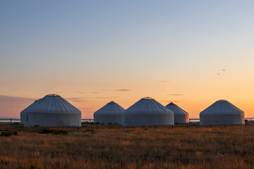 A traditional yurts in the steppe of Central Asia.