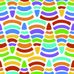 Seamless vector pattern of children seven color pyramid on white background