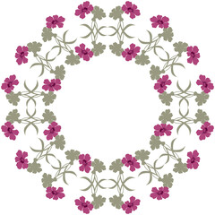 Round colored floral openwork frame from the silhouette of carnation flowers, vector for various design.
