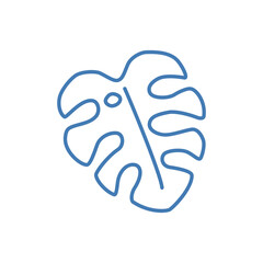 Monstera leaf icon, Hand drawn outline icon on white background