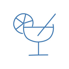 Cocktail icon, Hand drawn outline icon on white background